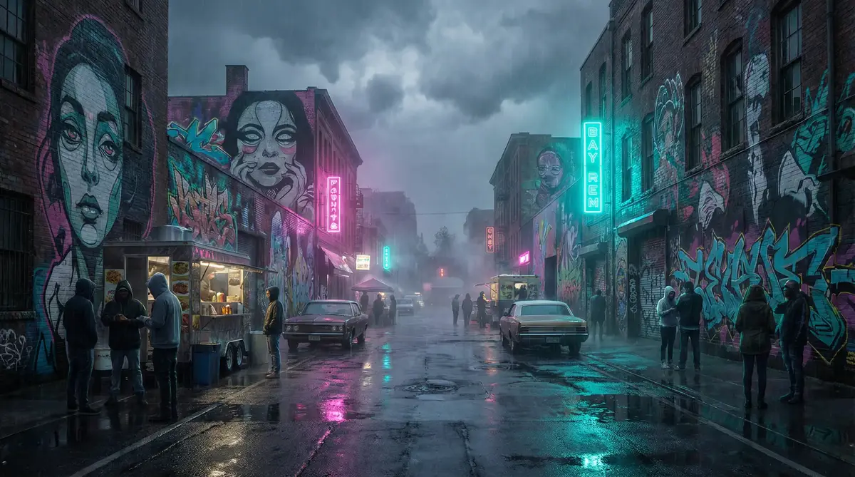 图匠数据 - 雨夜壁画街